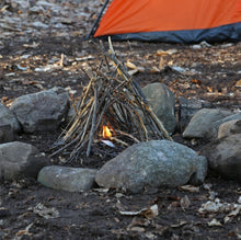 Load image into Gallery viewer, QuickSurvive The Best Fire Starters For Camping and Outdoors - Waterproof fire starters - formerly quick fire starters. Campfire ring with QuickSurvive Fire Starter Packet Lighting Sticks