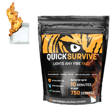 Load image into Gallery viewer, QuickSurvive The Best Fire Starters For Camping and Outdoors - Waterproof fire starters - formerly quick fire starters. Campfire ring with QuickSurvive Fire Starter 12 Pack.